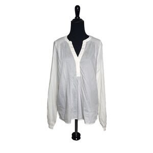 Banana Republic White Cotton Long Sleeve With Smocking Tunic - Size S NWT